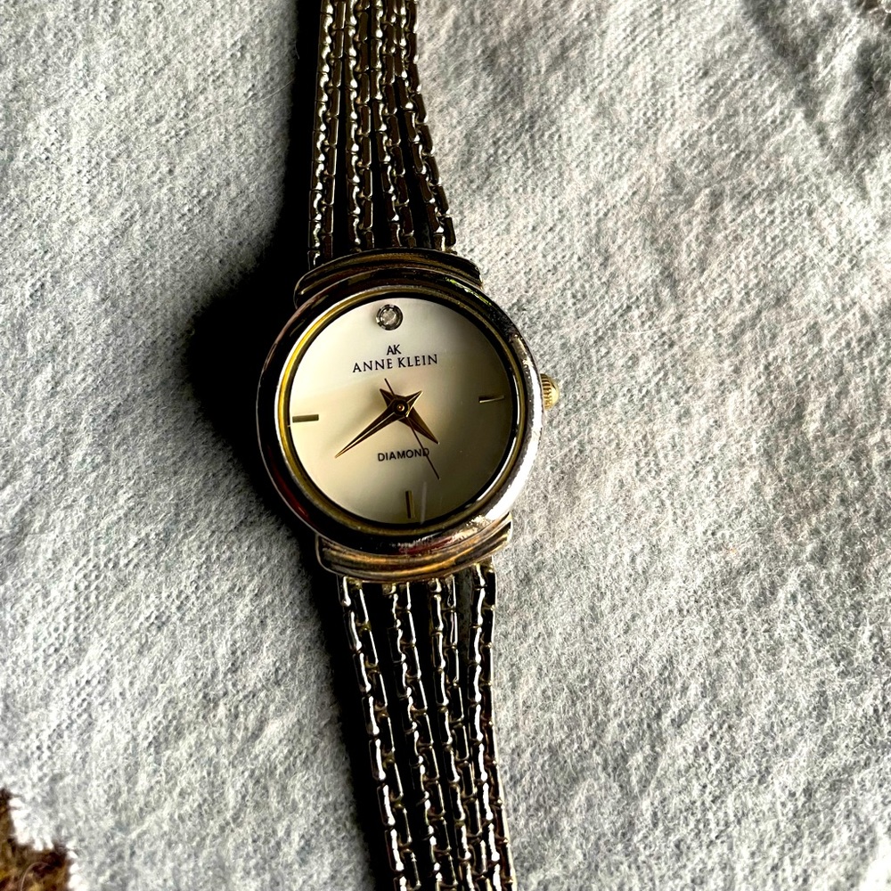 Two-tone silver/gold Bracelet watch by Anne Klein